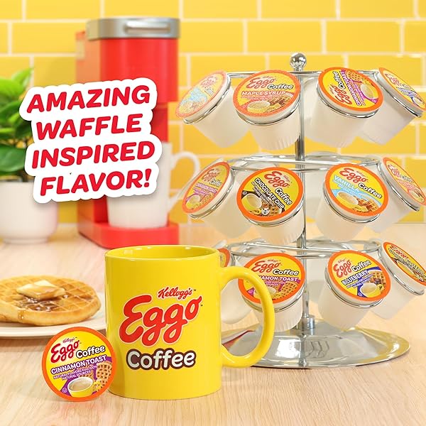 EGGO BEVERAGES CINNAMON TOAST WAFFLE FLAVORED COFFEE PODS FOR KEURIG K CUP BREWERS, FAIR TRADE CERTIFIED, 40 COUNT – WARM AND COZY CINNAMON