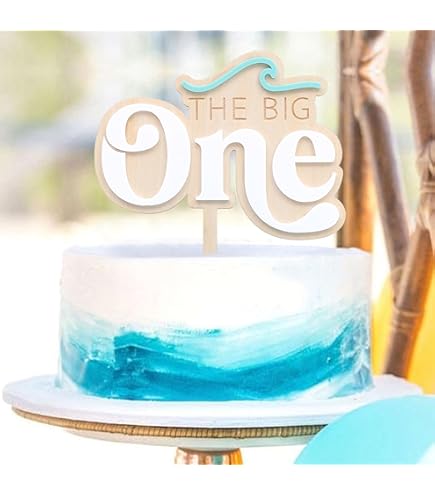 Amazon.com: LINLULU Big One Wave 1st Birthday Cake Topper - Surf