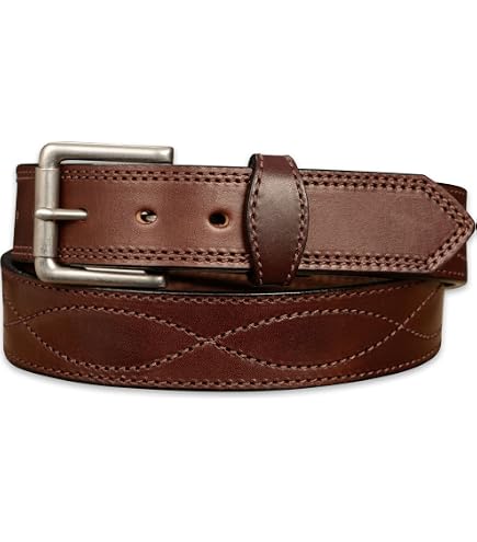 Aker Leather B13 Fancy Stitch Belt, Tan 1-3/4