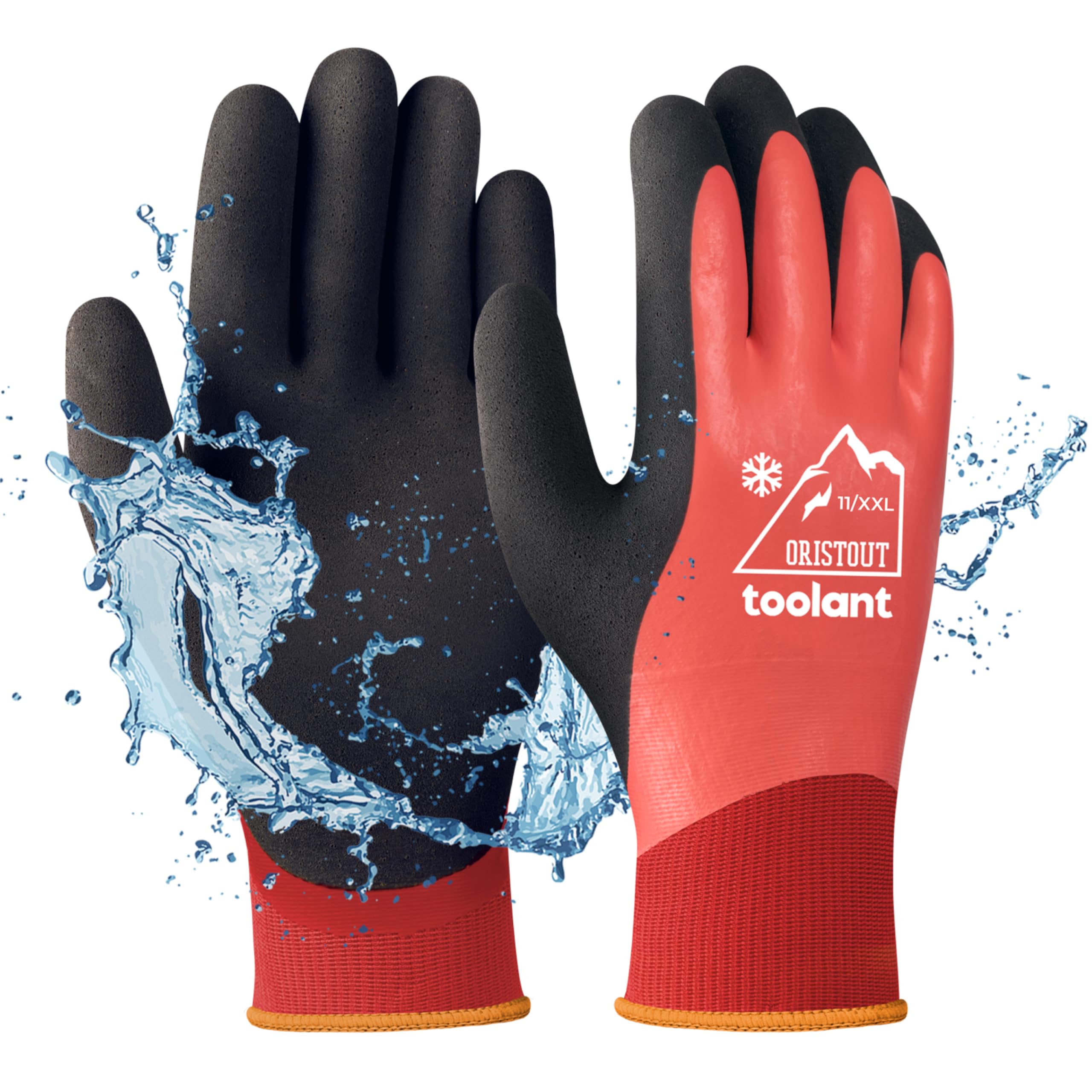 Thermal Work Gloves for Cold Weather, Waterproof Winter Gloves, Touchscreen, Super Grip, for Gardening, Fishing, Car Washing, Working in Freezer, Red, XX-Large — image 1