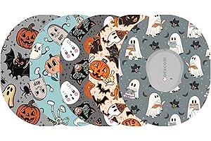 Glucomart Adhesive Patches for Dexcom G7, Stelo & Infusion Sets – 5-Pack Waterproof, Sweatproof CGM Overpatches – Hypoallergenic CGM Patches (Vintage Halloween)
