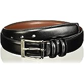 Perry Ellis Men's Hc Milled Leather Belt, Stitched, Two Loops, Antique Silver Buckle, 1.5” Width (Available in Big & Tall)