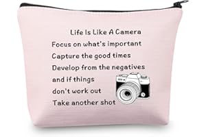 MBMSO Photographer Makeup Bag Life is Like a Camera Photography Gifts Inspirational Gifts for Camera Lovers(Camera Photographer pink)