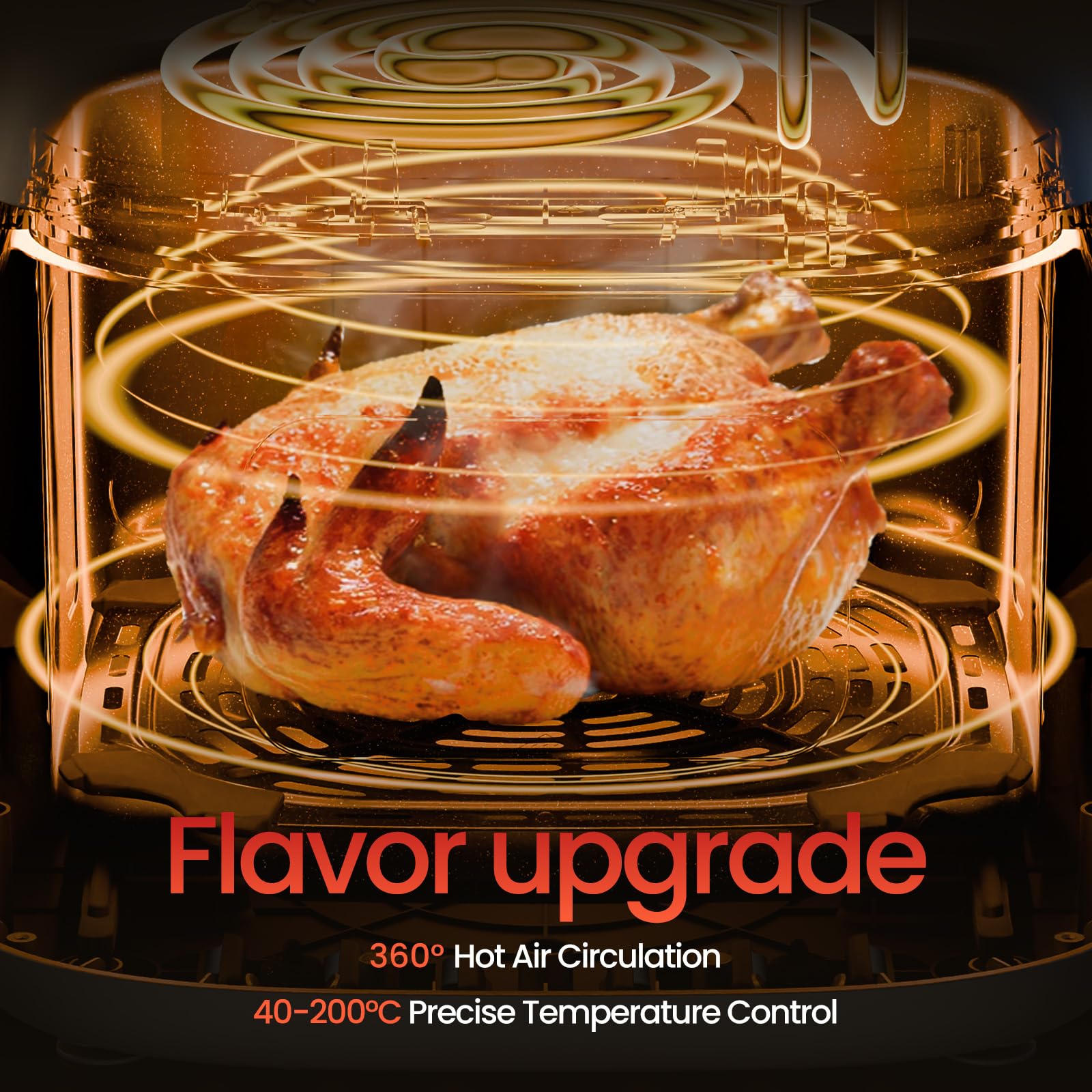 TOPZEE Freidora de aire 12 en 1 con gran capacidad de 5.5 QT, freidora de aire compacta, calor preciso de 100-400 ℉, circulación de aire caliente de 360°, 95% menos de aceite, hornear, secar, recalentar, congelar, asar, a prueba, negro