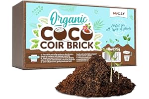 VIVLLY Coco Coir Brick for Plants, 1-Pack 100% Organic Potting Soil for Indoor and Outdoor Plants Seed Starter Coconut Mix Soil with High Expansion for Herbs & Flowers