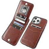 KIHUWEY Compatible with iPhone 16 Pro Max Case Wallet with Credit Card Holder, Flip Premium Leather Magnetic Clasp Kickstand Heavy Duty Protective Cover for iPhone 16 Pro Max 6.9 Inch (Brown)