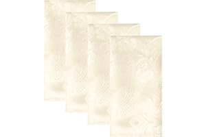 Elrene Home Fashions Caiden Elegance Damask Fabric Napkins (Set of 4), 17" x 17", Ivory 4 Count