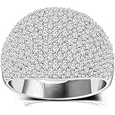 Hiyong Diamond Accent Dome Ring - Sliver Fashion Rings for women Big Hollow Women Wedding Band Cubic Zirconia Statement Rings for women 5-11