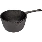 Jim Beam JB0204 Pre-Seasoned Heavy Duty Construction Cast Iron Basting Pot for Grilling and Oven, Large, Black
