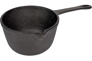 Jim Beam JB0204 Pre-Seasoned Heavy Duty Construction Cast Iron Basting Pot for Grilling and Oven, Large, Black