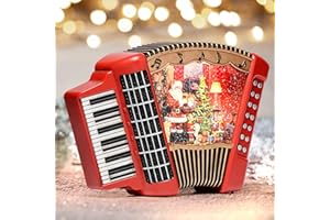 COZY-PAVILION Santa Snow Globe Lantern, 10.4'' Swirling Glitter Water Lantern with Timers, Musical Snow Globes, New Year Gifts Home Decorations Indoor (Red)