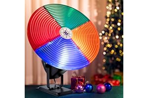 Meonum Color Wheel for Christmas Tree with E27 LED Light, Quiet Smooth Rotating Color Wheel for Vintage Silver Tinsel Christmas Tree Decor Retro Indoor Holiday Decor, Patent Design Pending