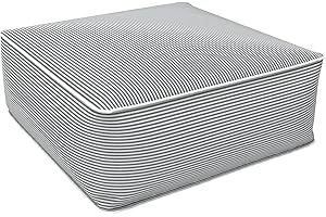 LVTXIII Indoor/Outdoor Inflatable Ottoman, 23 x 23 x 9 Inch Square Ottoman, All Weather Foot Rest Stool, Portable Footrest for Patio, Garden, Camping and Home - Strip Grey