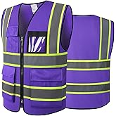 ASIPHITU Reflective High Visibility Safety Vest for Men Women with Pockets Zipper Front Meets ANSI/ISEA Standards