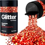 Hemway Holographic Red Glitter Shaker 130g 1/8 inch Metallic Flake