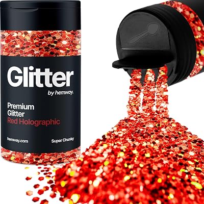 Hemway Holographic Red Glitter Shaker 130g 1/8 inch Metallic Flake