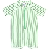 RUGGEDBUTTS Baby/Toddler Boy Swimsuit, One Piece Zipper Rash Guard Sunsuit with UPF 50+ Sun Protection