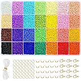 Vtssvow 3mm Glass Seed Beads for Bracelets Making, 28 Colors 11000pcs Friendship Bracelet Making Kit, Small Glass Beads for Jewelry Making (Mix 28 Color, Opaque)