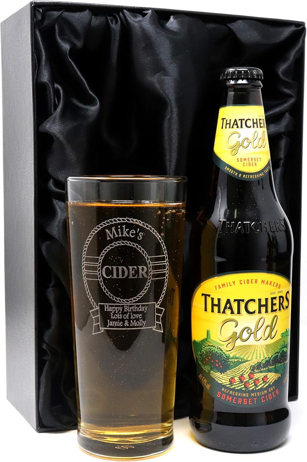Engraved/Personalised *Cider Design* New Pint Glass & Bottle of Cider