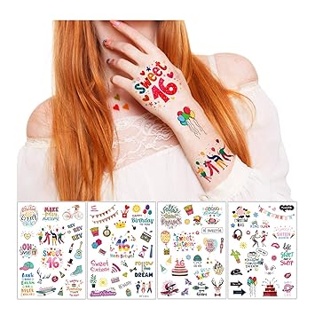 Amazon Com Sweet 16 Party Supplies 85pcstemporary Tattoos For