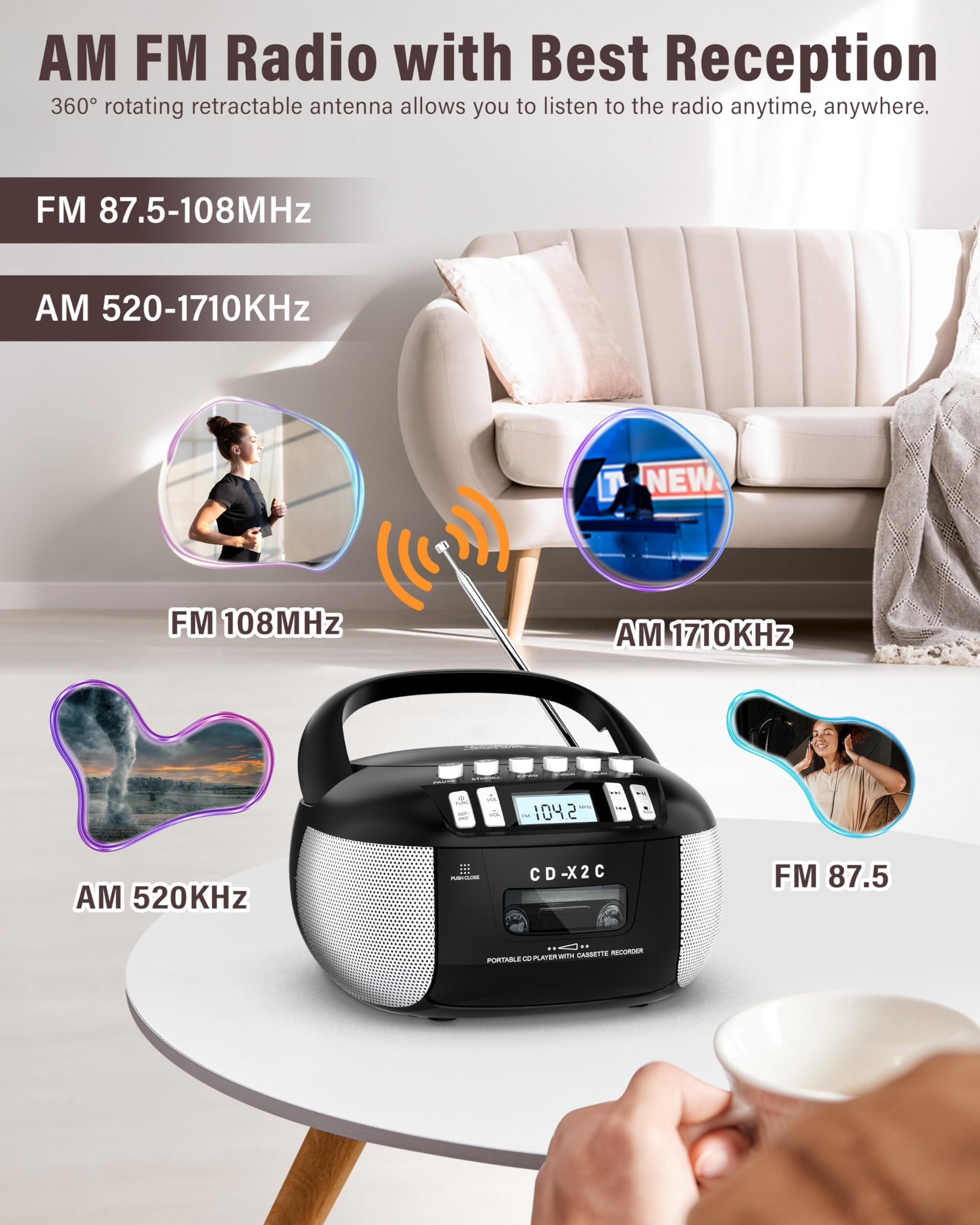 Mua CD Player Boombox & CD Cassette Player Combo, CD Player Portable ...