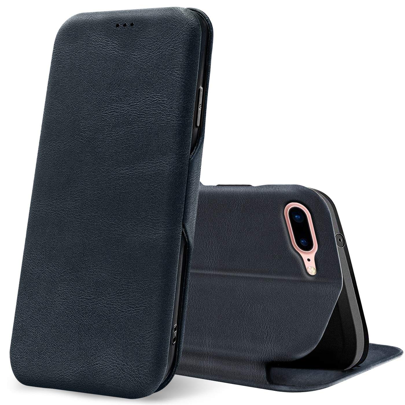 Verco Book Style for iPhone 8 Plus Case, iPhone 7 Plus Case Premium Magnetic Flip Cover for Apple iPhone 7 Plus / 8 Plus Wallet Case with Card Slot [5.5 inch, Blue