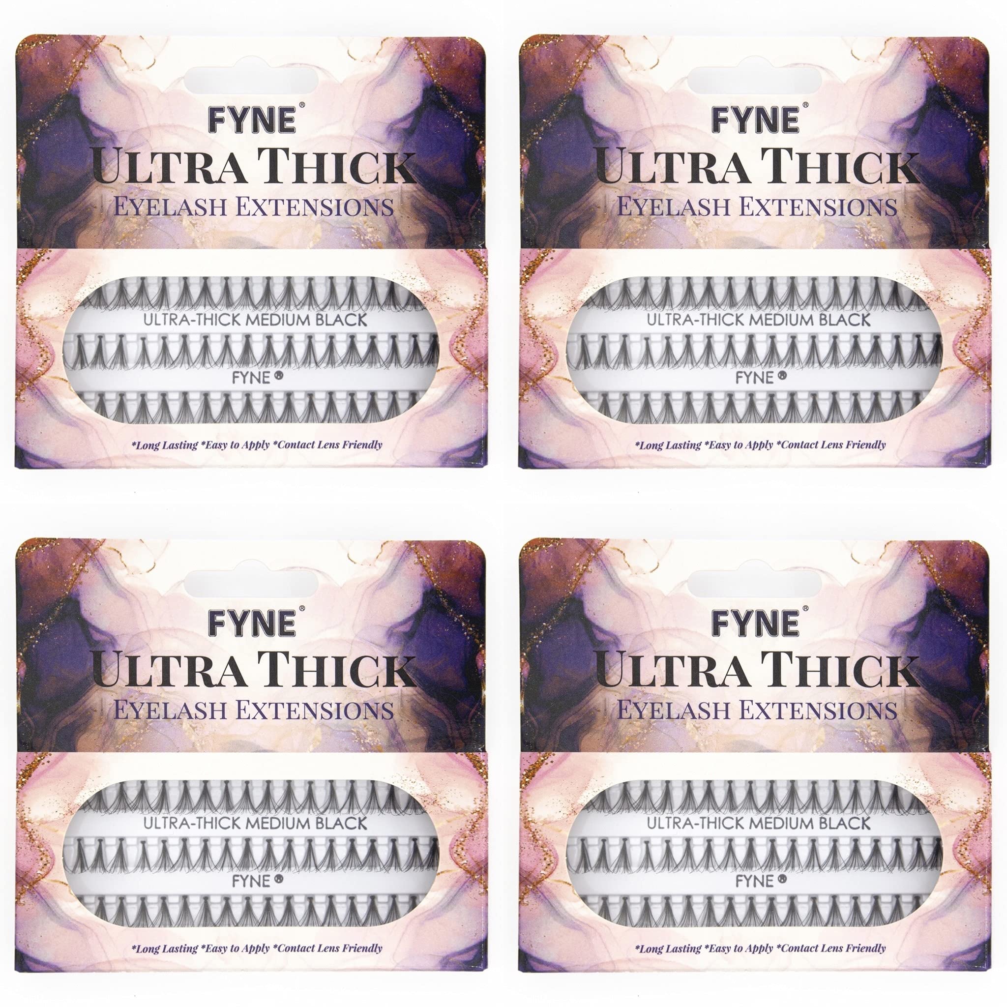 FYNE Individual Eyelashes, Black [240 Pcs, Ultra Thick Medium 10mm, Pack of 4] Individual lashes, Eyelash Extensions, Natural Look, Volume Cluster Lashes, False Lash Cluster
