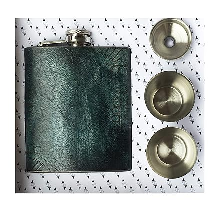 VINAY AND VIJAY Vintage and Classy 7 Oz Genuine Leather Liquor Flask with Funnel Gifts for Men