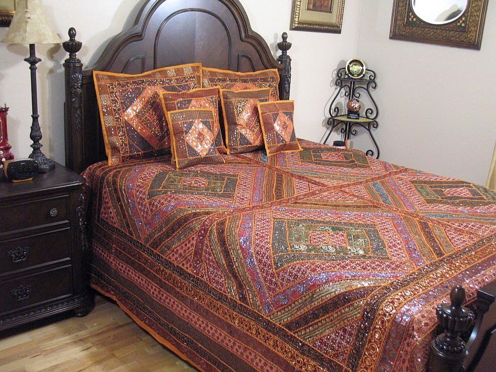 India Inspired Decorative Bedding Ethnic 7p Sari Unique Bohemian Bedding Duvet