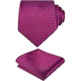 Alizeal Mens Vintage Solid Plaid Tie with Pocket Square 3.15inches Necktie Set