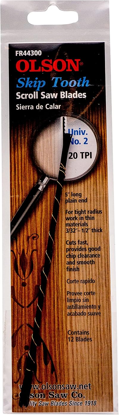 Olson SA4430 Skip Tooth Scroll Blades - 12 Pack for Wood & Plastic