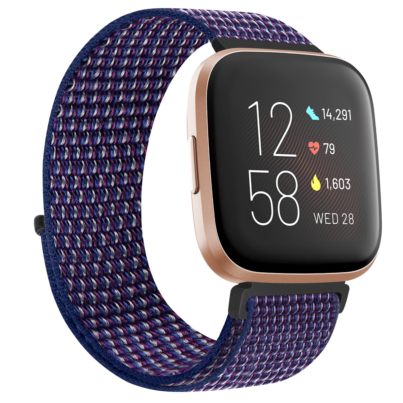 KIBDSNG Nylon Strap Compatible with Fitbit Versa 2 Strap/Versa Lite/SE/Versa Strap, Soft Adjustable Woven Sport Wristbands Replacement Band for Men Women