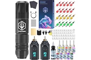 VIDATTX POSEIDON Tattoo Gun Kit - Wireless Tattoo Pen Kit Tattoo Kit with 2Pcs Tattoo Battery and 20 Pcs Tattoo Cartridge Needles, Complete Tattoo Machine kit Tattoo Supplies for Beginners