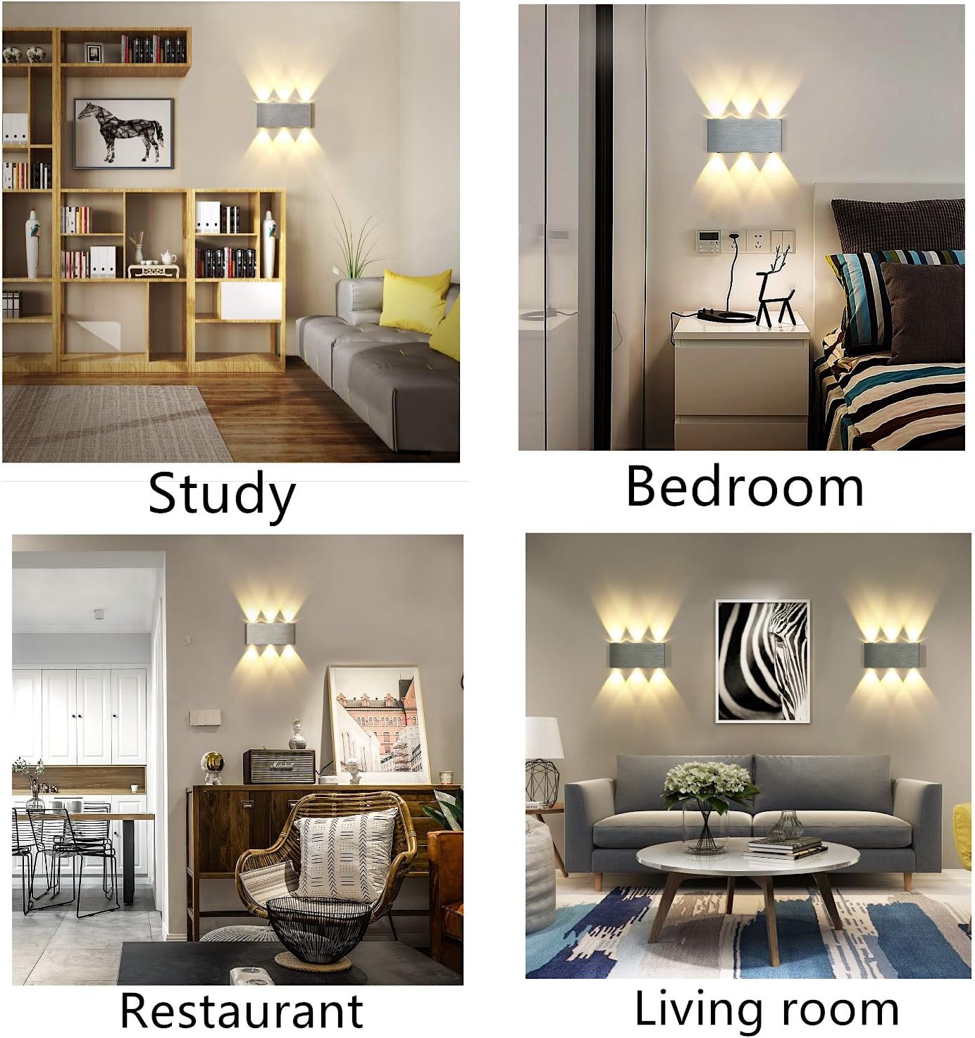 Unimall LED Wall Light Modern 6W Up and Down Wall Lights Indoor Brushed Aluminium Rectangular