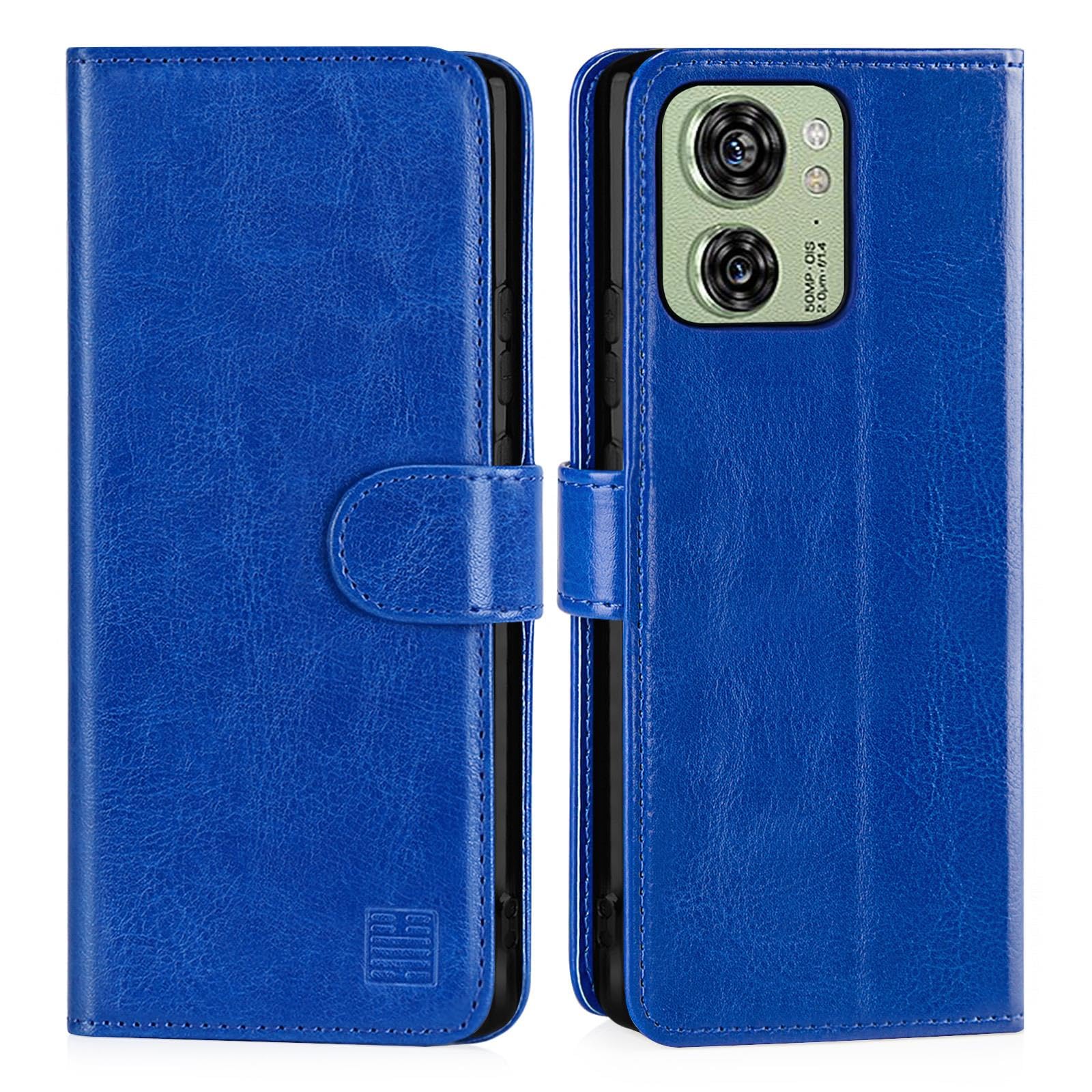 32nd Book Wallet PU Leather Case Cover for Motorola Moto Edge 40, Flip Case With RFID Blocking Card Slots, Magnetic Closure and Built In Stand - Deep Blue