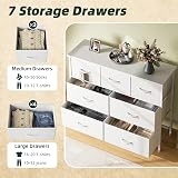 CAIYUN 7-Drawer Chest of Drawers Tall White Fabric Storage Dresser view 6
