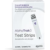 AlphaTrak3 Test Strips for Diabetic Dogs, Cats &amp; Horses, 50 Count | Quick &amp; Accurate Results with Small Blood Sample, Intuitive Design, Use with AT3 Blood Glucose Monitor
