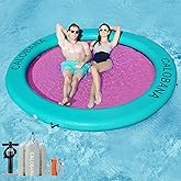 CALOBANA Water Hammock Inflatable Round Floating Ring for Adults | 6/8/10/12ft Floating Hammock,Fits 2-12 People,Pet Friendly,Easy to Inflate &amp; Deflate,Drop-Stitch PVC,for Pool Lake Party