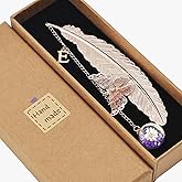 Snycler Exquisite Metal Feather Bookmark, Rose Gold, Help Reading, Beautiful Decoration, Suitable for Readers, mom, Teachers and Friends ，with Letter E