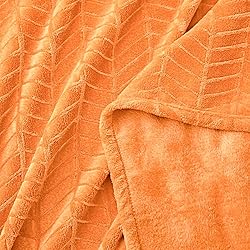 Excervent Soft Brushed Flannel Throw Blanket Orange