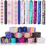 VGOODALL 12 PCS Glitter Slap Bracelet Kids Sequin Bracelet Mermaid Bracelet Flip Wristband Bracelet Kids Birthday Party Favor