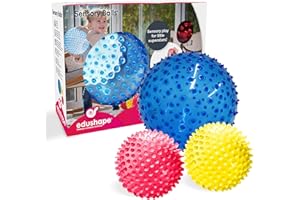 Edushape Original Sensory Balls - Pack of 3 Colorful Baby Balls and Toddler Ball; Enhances Gross Motor Skills for Kids 6 Months and Up