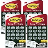 Command Outdoor Light Clips, 4-Pack of 16 Clear Clips and 20 Strips, Damage Free Hanging with Adhesive Strips, Hooks for Hanging Outdoor Decorations