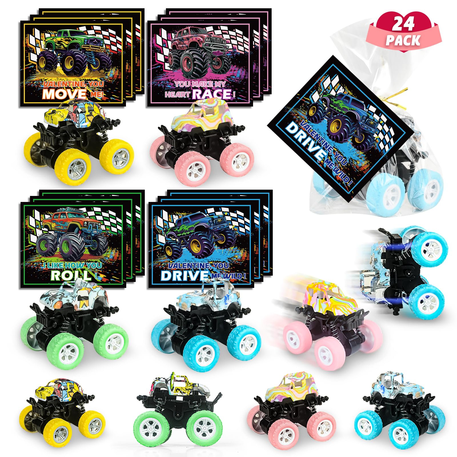 24 Pack Valentine's Day Cards With Glow Lizards - Classroom Exchange Gifts For Kids Party