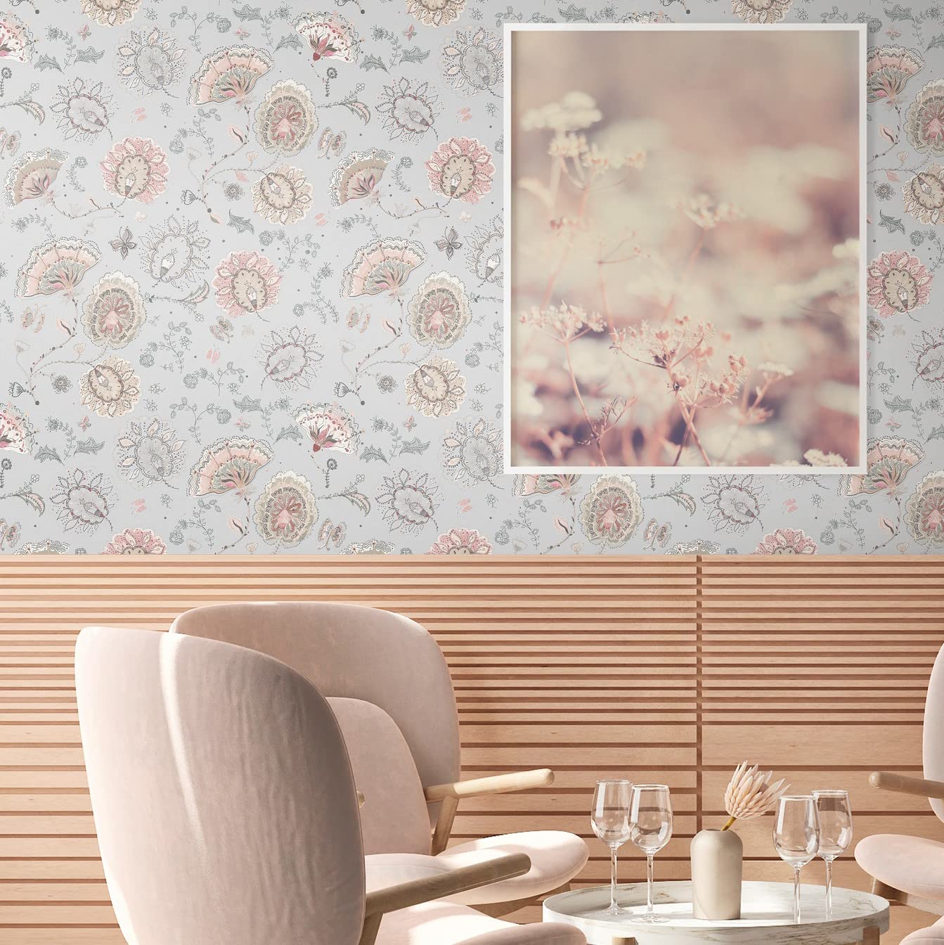 A.S. Creation House of Turnowsky 388993 Non-Woven Wallpaper Country House Style 10.05 m x 0.53 m Made in Germany Floral Grey Pink