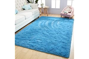 Kelarea Super Soft Shaggy Rug Fluffy Bedroom Carpets, 3x5 Feet Blue, Modern Indoor Fuzzy Plush Area Rugs for Living Room Dorm Home Decorative Kids Girls Children's Floor Rugs
