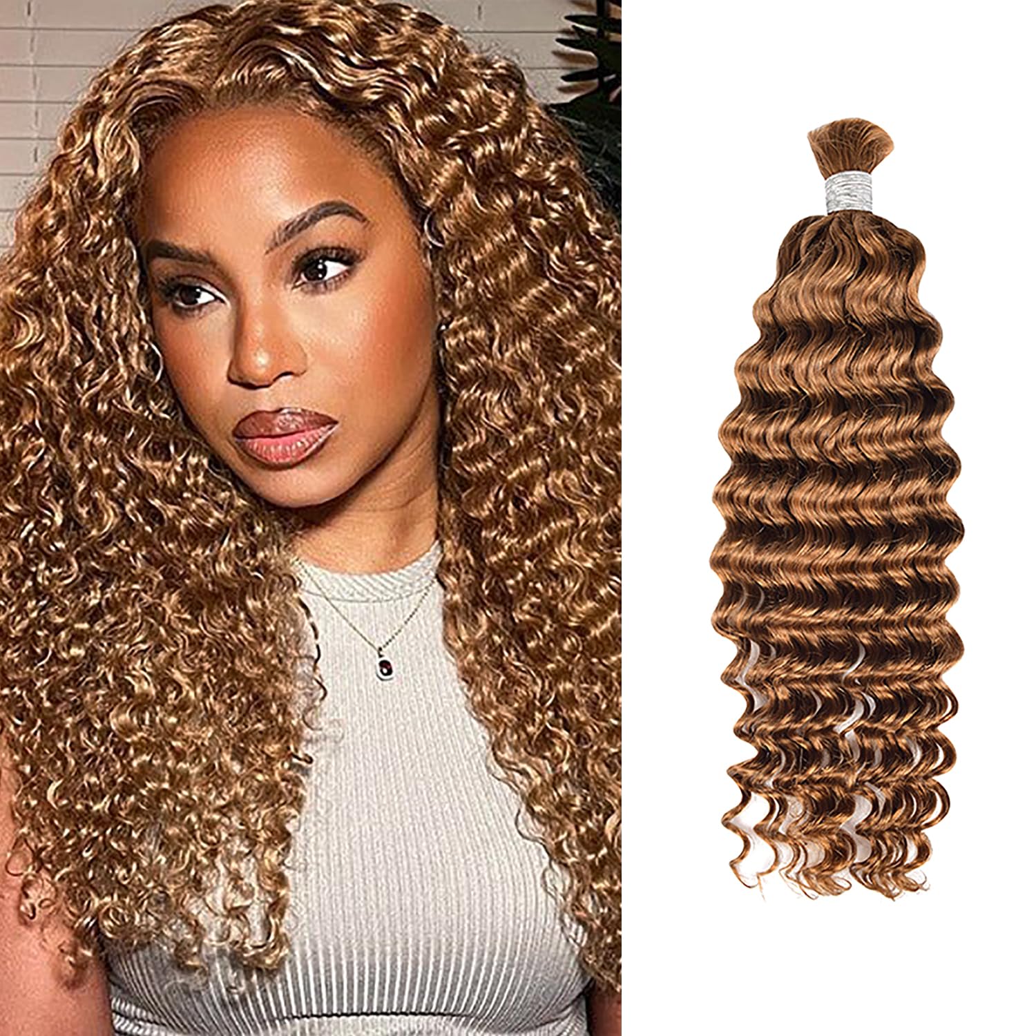 18 Inch Human Hair For Braiding Hair Bulk Braid Extensions Deep Wave Boho Human Braiding Hair No Weft Micro Braiding Human Hair 100g