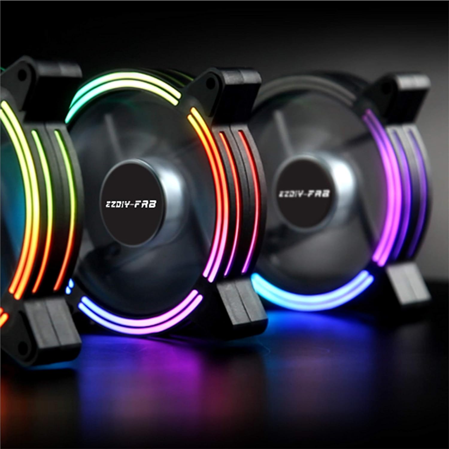 Budget Led Case Fans EZDIY-FAB 120mm Case Fan With Auto Rainbow LED Streamer Effect,Dual ...