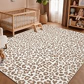Garvee Leopard 4x6 Rugs for Bedroom, Cute Cheetah Washable Area Rug, Beige | Modern Animal, Non-Slip, Soft, Stain Resistant, Kids Friendly for Girls Bedroom, Living Dining Room, Office Nursery Safari