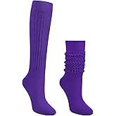 Auranso Slouch Socks Women Cotton Scrunch Knee High Long Knit Boot Socks 6-11
